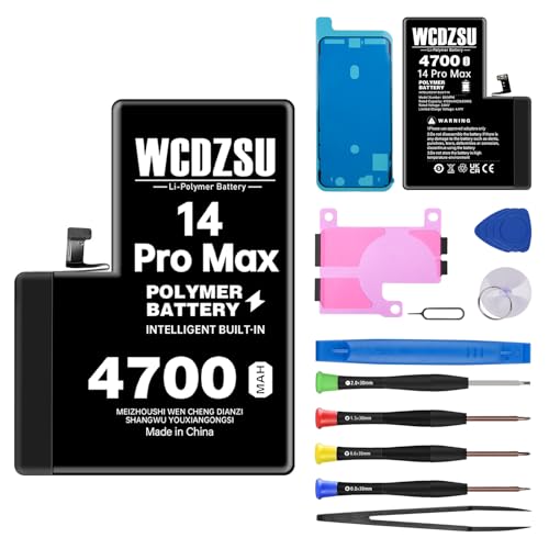 WCDZSU Battery Replacement for iPhone 14 Pro Max 4700mAh High Capacity New 0 Cycle Li-Polymer Battery for iPhone 14 Pro Max with Complete Repair Tool Kit Model A2651 A2893 A2894 A2895 A2896