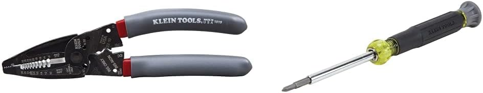 Klein Tools 1019 Klein Kurve Wire Stripper/Crimper/Cutter & 32581 4-in-1 Electronics Screwdriver Set with Precision Machines Bits