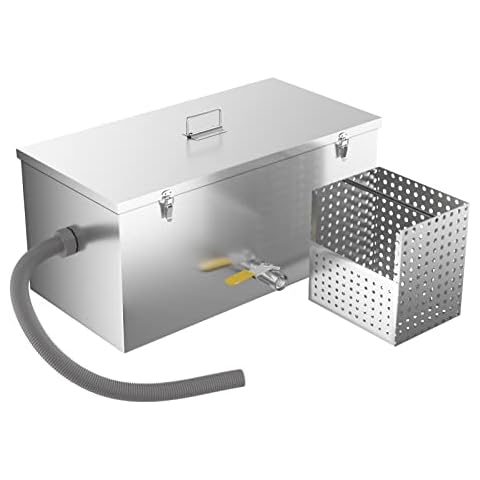 BEAMNOVA Commercial 25LB 13GPM Gallon Per Minute Grease Trap Stainless Steel Kitchen Kit Grease Interceptor Cover
