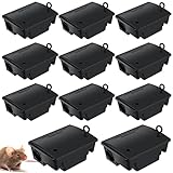 Qualirey 12 Packs Rat Bait Stations Rat Bait Box with Keys Outdoor Mouse Rodent Trap Mice Baits Stations Bulk for Outdoor Indoor Use Keeps Pets and Children Safe