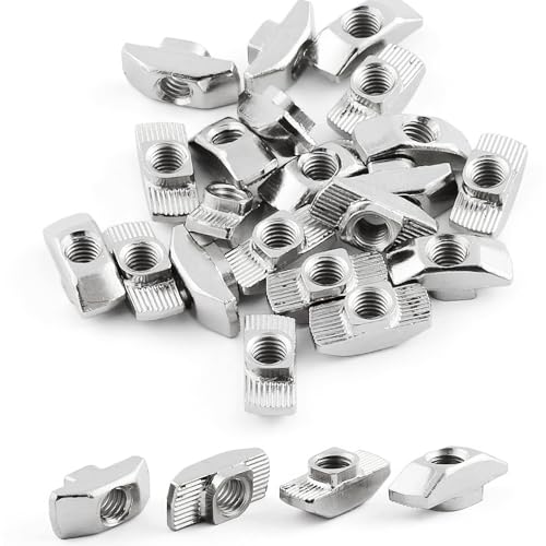 150 Stück Nutensteine M5, T-Slot Nutmuttern Kohlenstoffstahl Nutsteine Hammerkopfmutter T Nuts Muttern Hammermutter M5 Nut 6 für Aluminiumprofil Extrusionsschlitz
