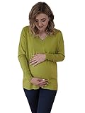 Mamatoto Umstands-Pullover für Damen, V-Ausschnitt, lockere Passform, weiches Gefühl, Pullover, Alice – Limettengrün, 42-44