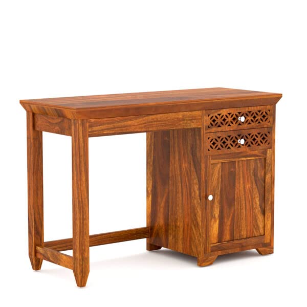 FORESTER FURNITURE Solid Sheesham Wood Study Table with Chair in Honey ...