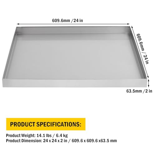 Image of GarveeTech 24 in x 24 in Washing Machine Pan for Washer and Dryer and Small Appliances, 304 Stainless Steel Washing Machine Tray with 4 Pcs Anti-Vibration Washing Machine Feet, No Hole