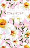 Five Year Planner 2023-2027: 5x8 Monthly Notebook Organizer Small | 5 Year Planner - Jan 2023 to Dec 2027 | Retro Narcissus Flower Design Pink