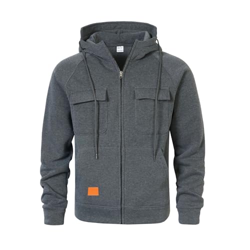 Hoodies for Men Fleece Full Zip Up Cardigan Sweatshirt with Pockets Winter Casual Loose Warm Hoodie Jacket