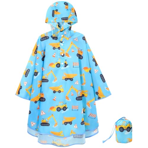 Image of WAWSAM Lightweight Rain Poncho Kids, Ponchos for Kids Waterproof Reusable Hooded, Kids Poncho Rain Jacket