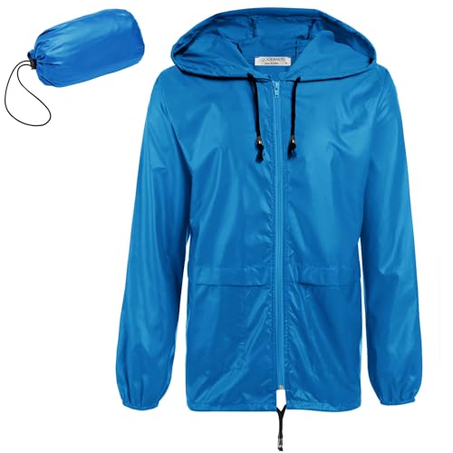 COOFANDY Men's Waterproof Hiking Travel Shell Breathable Rain Jacket Packable Raincoat