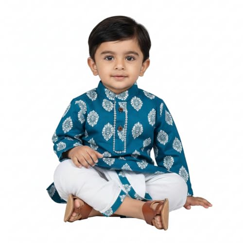 Image of Baby Ethnic Wear Festival Organic Cotton Soft and comfortable Dhoti Kurta Set Saraswati Puja Dress Panjabi for Kids Boy Girls