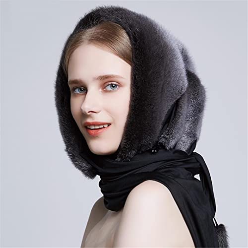 Mink Fur Hats For Women Winter Scarf Hat Elegant Warm Lady Caps Fur Beanies #TOP1
