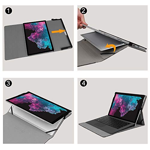 FINTIE Custodia per Microsoft Surface PRO 7 / PRO 6 / PRO 5 / PRO 4 / PRO 3 12.3 Pollici, [Multi-angli] Slim Fit Folio Case Cover, Compatibile con Type Cover Keyboard, Dark Grey