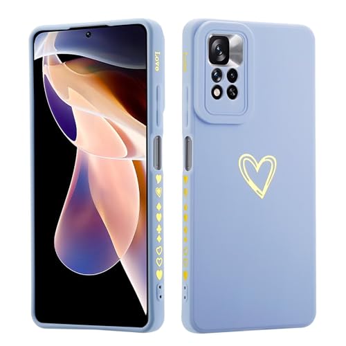 LENGRACE para XiaoMi RedMi Note 11T 5G / Note 11S 5G / M4 Pro 4G Patrón De Corazón Funda,Love Patrón Moda Lindo para Mujeres Niñas Silicona Antichoque TPU Carcasa-Azul