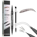 Eyebrow Pencil Dark Brown, Microblading Eyebrow Pencil with 2 Fork Tip and Precise Brush-Tip, Waterproof Eye Brow Pen Instantly Creating Natural 3D Beauty Brow for Makeup Starter