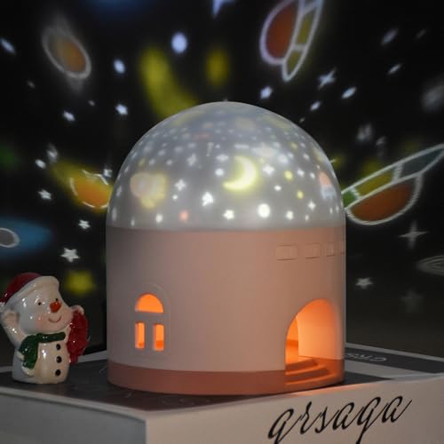 Lampe de projection veilleuse enfant LED rechargeable avec boîte à musique rotative