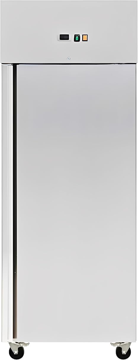 MBH - Congelador Vertical Industrial INOX GN 2/1 de 610 L con Ruedas para Hostelería. Armario de Congelación Profesional ECO de Acero Inoxidable para Cocina de Bar y Restaurante.