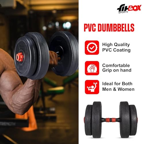 Image of FitBox Sports Adjustable 8kg Dumbbells & Home Gym Set - Weights with Curl Rod - Strength Training Equipment for Men & Women, Compact and Versatile