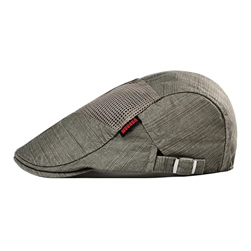 Voboom Men Distressed Ivy Caps Breathable Mesh Summer Newsboy Hat Adjustable Outdoor Cabbie Gatsby Hat (Dark Khaki) #TOP2