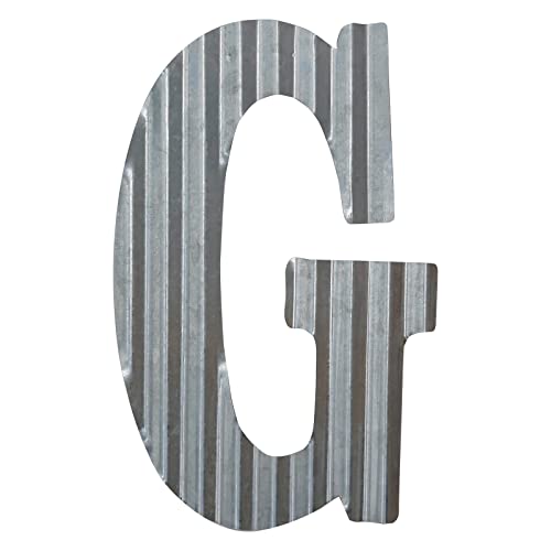 Image of COLLECTIVE HOME - 12" Metal Letter Wall Decor, Galvanized Steel Numbers, Rustic Hanging Decor Symbols, Corrugated Metal Decoration, House Number (G)