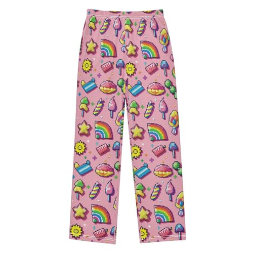 Pajama Bottoms, Pixel Candy Pattern Sleeping Pant Lounge Wear Pajamas Long Pants Sleepwear Pjs