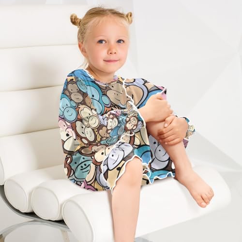 Nightgowns Sleepwear Lightweight Nightdress Soft Pajamas Dress Blue Brown Grey Monkey for 3-10 Years4