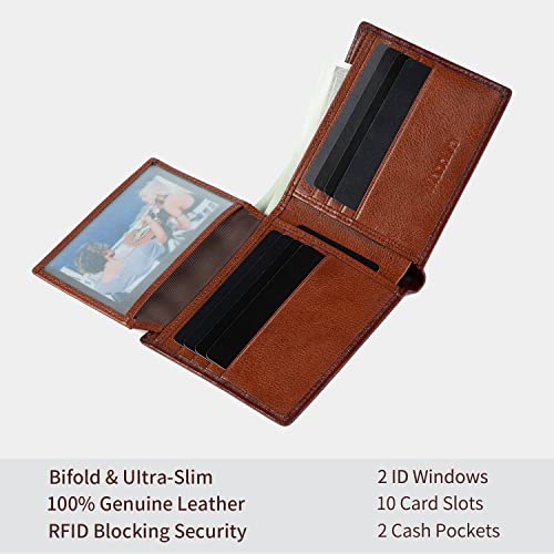 Mandiva Wallet for Men-Genuine Leather RFID Blocking Bifold Stylish Wallet With 2 ID Window (Black)4