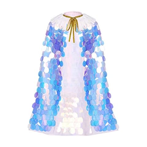 ENSTAB Cape Children's Princess Costume Girls Glitter Cape Mermaid Costume Princess Party Halloween Costume Carnival Costume for Girls (L) Cover