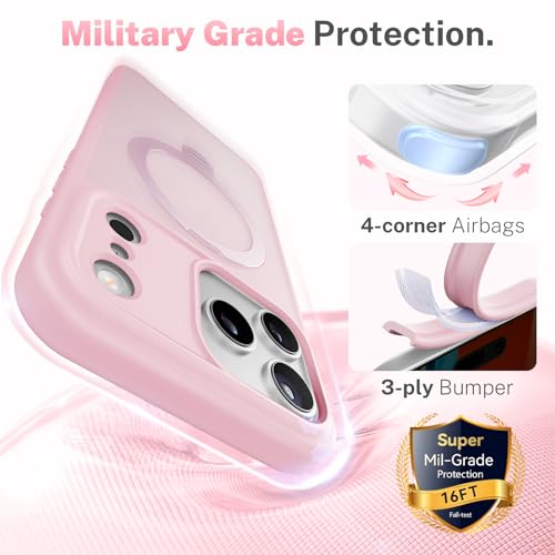 Peerock for iPhone 17 Pro Max Case: with 360° Spin Magnetic Stand, Camera Control Button, Fit for MagSafe, Military Drop Protective Slim Phone Cover for 17 ProMax with Ring Kickstand, 6.9", Pink - image 7