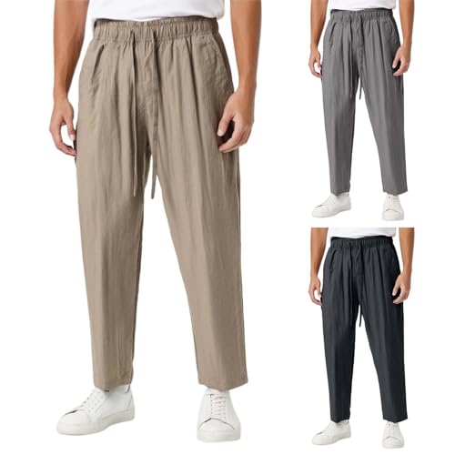 Beach Pants for Men Summer Elastic Waist Drawstring Casual Trouser Lightweight Straight Leg Loose Yoga Sweatpants