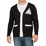 Revenge of the Nerds Tri Lambda Black with White Mens Cardigan Sweater (Adult Medium)