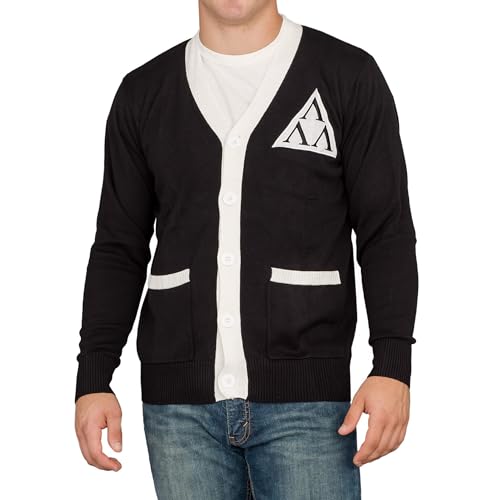 Revenge of the Nerds Tri Lambda Black with White Mens Costume Cardigan Sweater Halloween Costume Cosplay