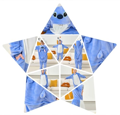 Unsoprstvs Schlafanzug Kinder – Weiches Tier Kostüm Pyjama mit Kapuze für Jungen & Mädchen (7-8 Jahre) | Perfekt für Fasching, Karneval Schlafpartys