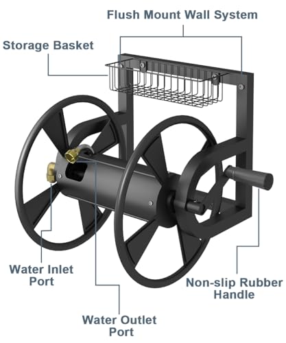 Artigarden AGN-GHR-BLK Outdoor Garden Hose Reel Wall Mount thumb #1