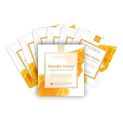 FOREO UFO Manuka Honey, mascarilla facial activa para piel cansada y apagada, pack de 6, antiedad, calmante, con miel de manuka y alantoína Cover