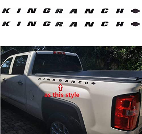 Image of 2pack King Ranch Emblems Side Fender Letter Kingranch Sticker Badge 3D Logo Replacement for 150 250 350 (Matte Black)
