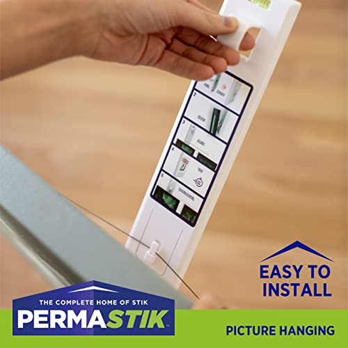 Image of PermaStik Picture Hanging Kit Includes Removable Adhesive Hooks, 8 Large, 1 Hanging Tool, White