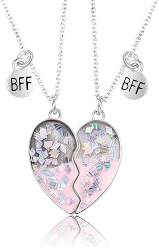 Best Friend Necklaces for 2 Azonee BFF Necklace Heart Pendant Friendship Necklace Sister Necklace Set for Best Friends Jewelry Birthday Valentine Gifts Style B Purple 65356535