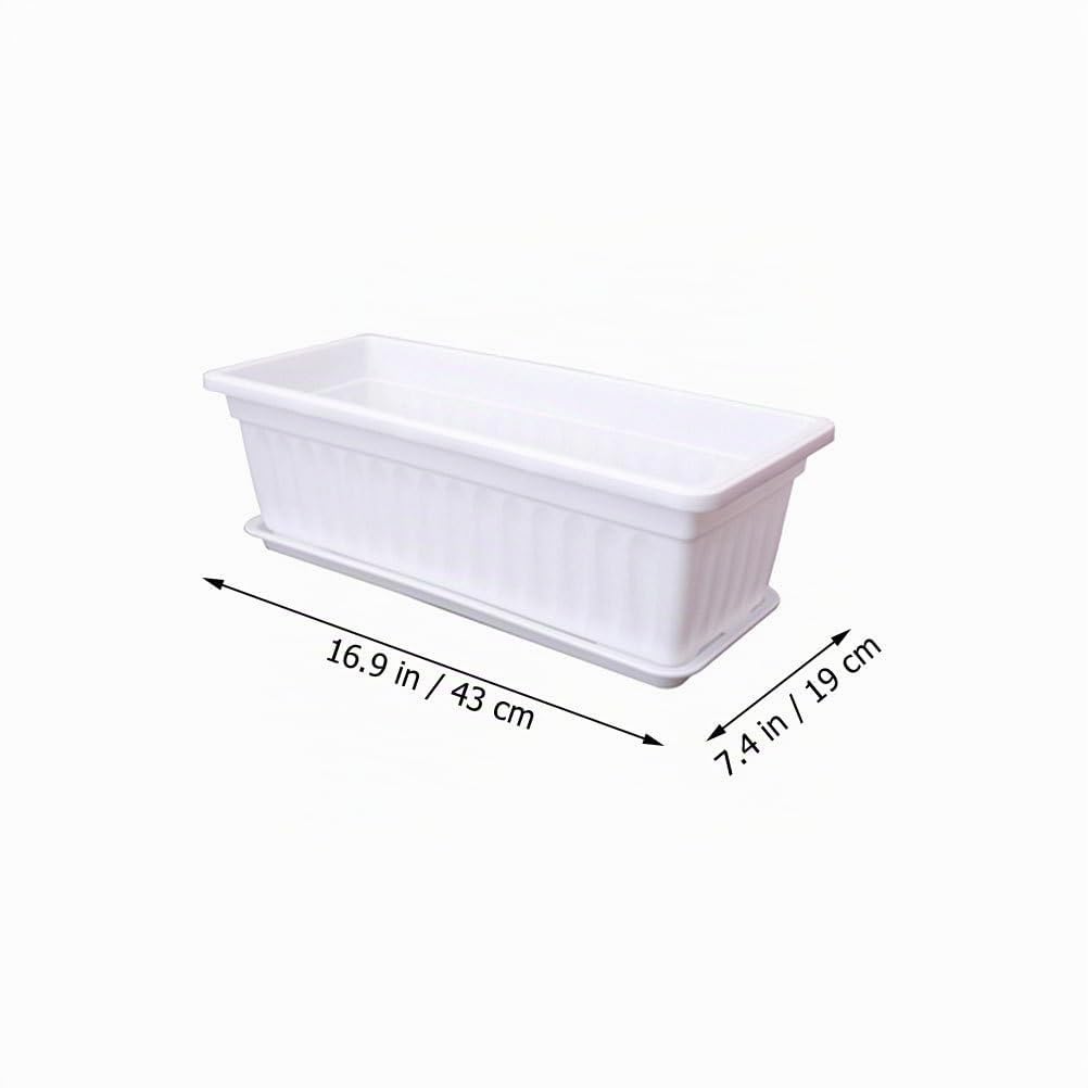 Hemobllo 2 Pièces Pot De Fleur Rectangulaire Pépinière Jardinière Jardinière Caisson Rectangulaire Dextérieur Pot De Culture De Bac à Plantes Plastique avec Plateau Seau à Fleurs Blanche