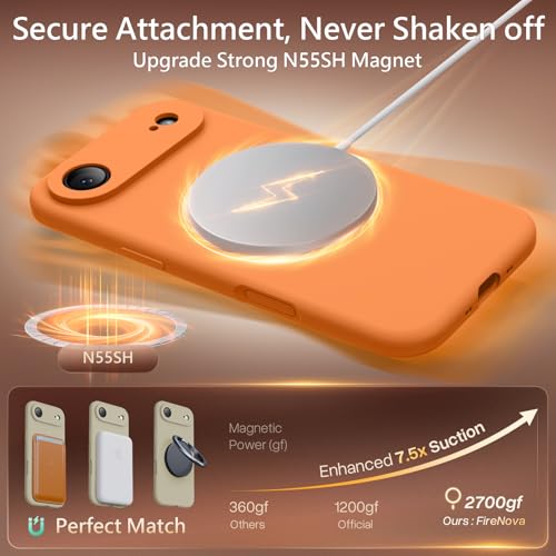 Image of FireNova Magnetic for iPhone Air Case, Compatible with MagSafe, [Integrated Silicone Camera Control Button] [Camera Protection] Microfiber Lining Phone Case for iPhone 17 Air, 6.5 inch, Orange