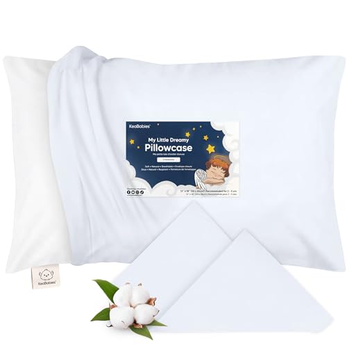 Image of KeaBabies Toddler Pillowcase 13x18 Organic Cotton Cover (Baby Blue) | Standard Toddler Pillowcase for Kids, Boys Girls, Soft, Durable Cotton Cover for Miniature Sleepy Pillow Cute Color No Pillow