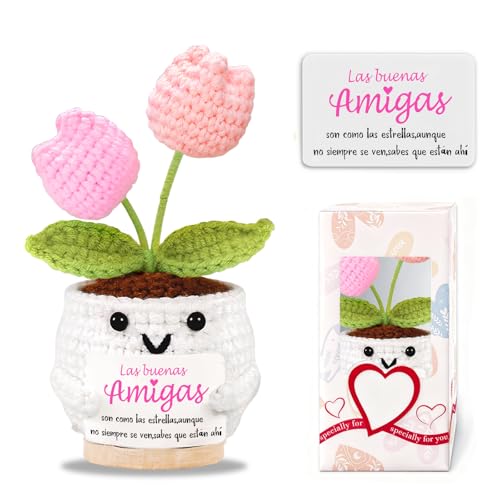 Regalos Originales para Mujer Tulipan Ganchillo Flores Regalos Personalizados Amigas Madre Cumpleaños Niños Colegio Regalo Navidad San Valentin Halloween Decoracion Cumpleaños Hogar Habitacion