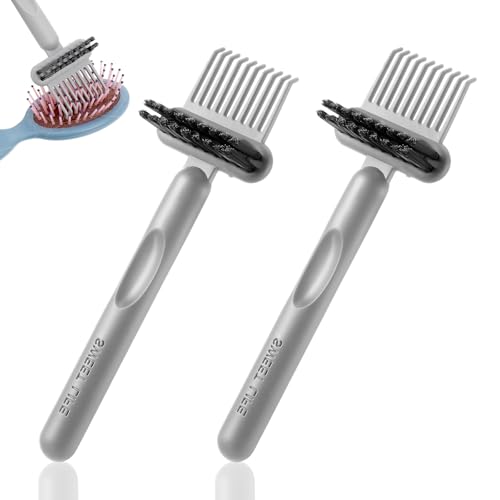 2Pcs Hair Brush Cleaning Tool 2-in-1 Comb Cleaner with Pick and Bristles Hair Brushes Remover Rake Portable Brush Cleaners Combs Cleaner Effective Comb Cleaners for Home and Salon Removing Hairs Dust