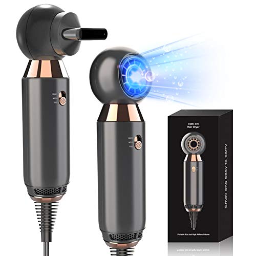 Solati Travel Mini Hairdryer Compact & Lightweight Fast with a Concentrator Nozzle, Powerful Hot or Cool Wind Blow, Haircare Without Damaging and Low Noise, Light Gray