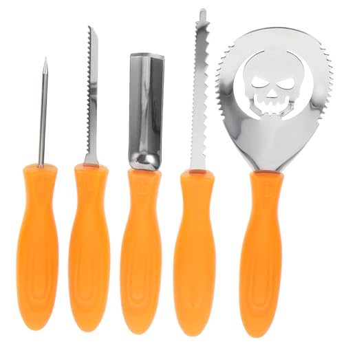 Housoutil Halloween Pumpkin Carving Tool Kit 5pcs Set Stainless Steel Pumpkin Carving Tools