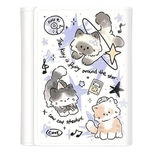 Trifold Wallets Women – Cat Print Ladies Wallets, Compact Foldable Organizer | Cute PU Leather Purse with Card Slots, ID Window and Coin Pocket for Girls Teens Travel Work Everyday Fashion