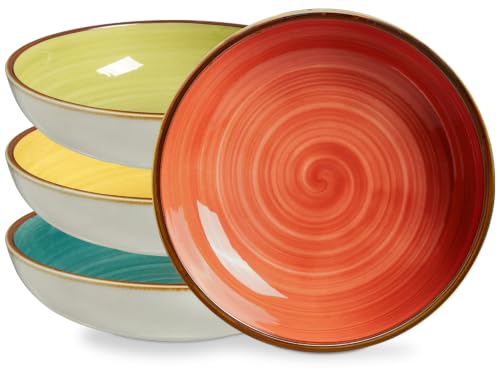 ONEMORE Pasta Bowls 30 Ounce Porcelain Salad Bowls Shallow B...