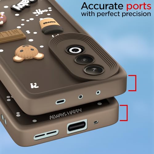 Image of Outlouders Back Cover for OnePlus Nord CE 4 5G | 3D Cartoon Bear Cute Fun Silicone Full Body Protection Bumper Case (Brown)
