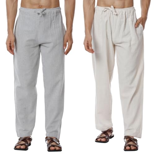 Image of Aatman One Size Men's Eco-Friendly Cotton Pyjama Pack of 2 | Fits Waist Size 28 to 36 Inches