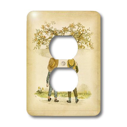 Funda para interruptor infantil 3dRose con diseño vintage de niños junto al manzano para dormitorio