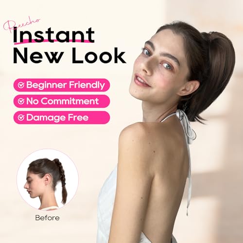 REECHO Ponytail Extension,Claw Clip Hair Bun Hair Piece Short Straight Ponytail Hair Extensions Messy Hair Bun Natural Synthetic Fake Ponytail Hair Pieces for Women- Dark Blonde - Image 4