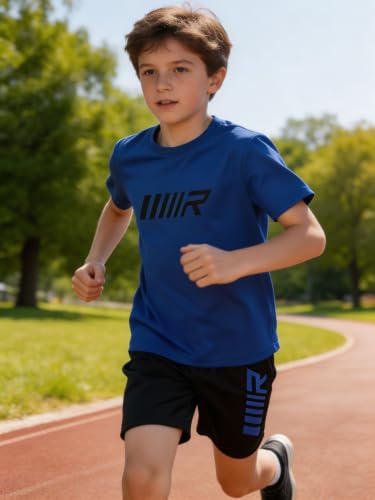 Image of Boys' Active Shorts Set 6 Pieces T-Shirt and Quick Drying Shorts Summer Activewear Sets 4-12Y